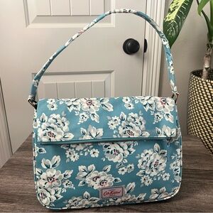 Cath Kidston Oil Cloth Flap Over Handbag Blue White Floral Single Strap Handbag